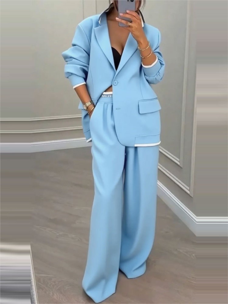 Winter Clothing Sale - Damen Einfarbiges Anzug-Set Herbst Winter Langarm-Blazer