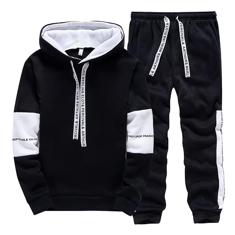 Winter Clothing Hoodie - Schwarz-Weißer Herren-Trainingsanzug Mode Lässige Kapuzen-Sweatshirts Outdoor-Sport