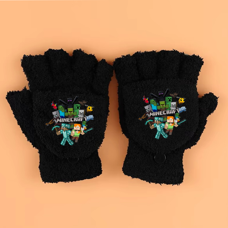Winter Clothing Boys - Neue Handschuhe mit Spielthema-Druck, Minecraft-Stil, für