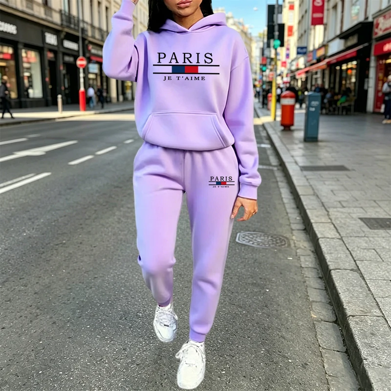 Winter Clothing Sale Women - Trendige Damenoutfits 2026 Lässiger Kapuzenpullover-Anzug Outdoor-Sportbekleidung