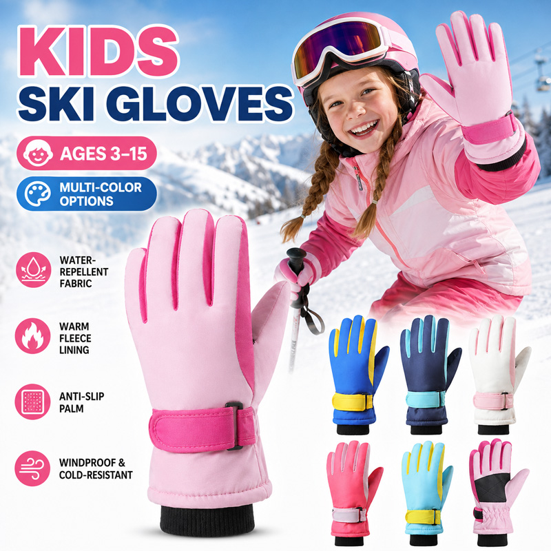 Waterproof Mitten Ski - Kinder-Winter-Skihandschuhe, wasserdicht, winddicht, Kinder-Schneehandschuhe für Jungen