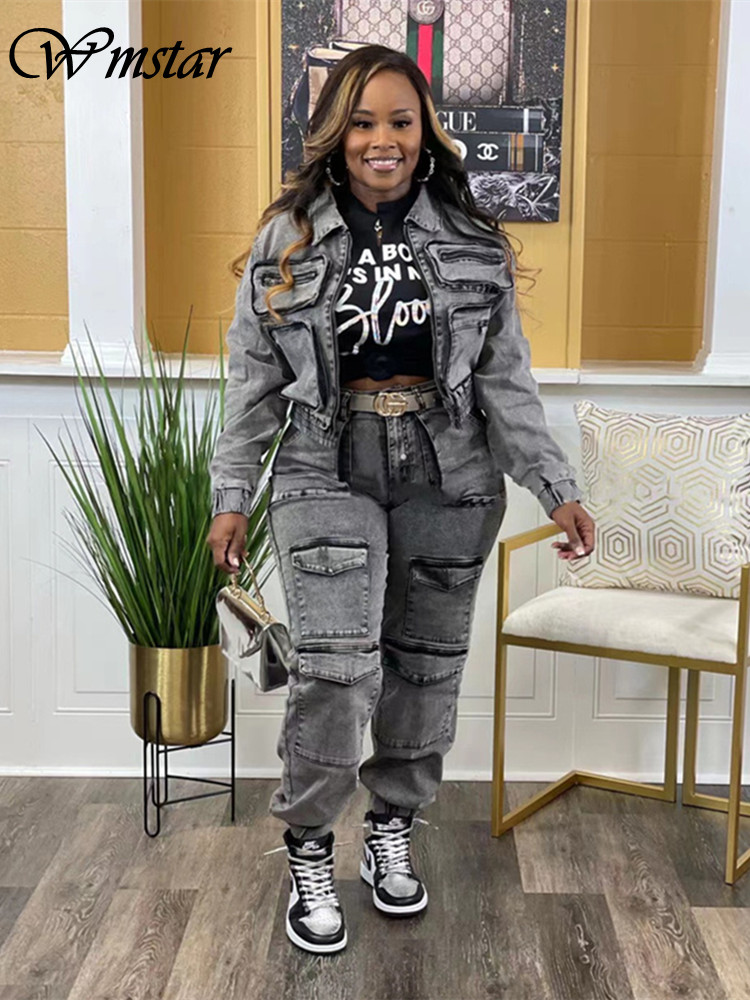 Winter Clothing Sale - Wmstar Denim Zweiteiliges Set Damen Jacke
