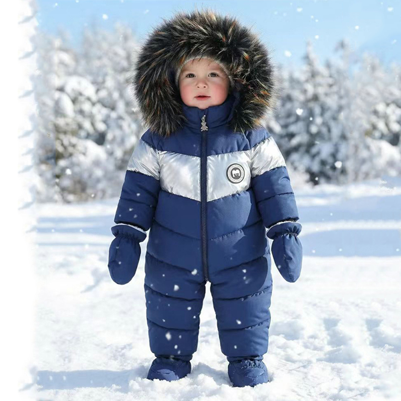 Winter Clothing Newborn - Winter-Neugeborenen-Strampler mit Handschuhen, Warme Verdickte Babykleidung