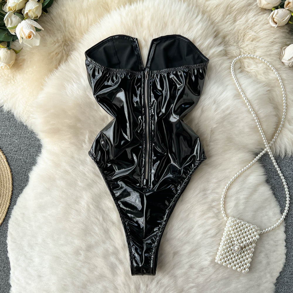 PU Leder Sexy Bodys Frauen Ärm – Y2K Winter Clothing Bewertung und Preis