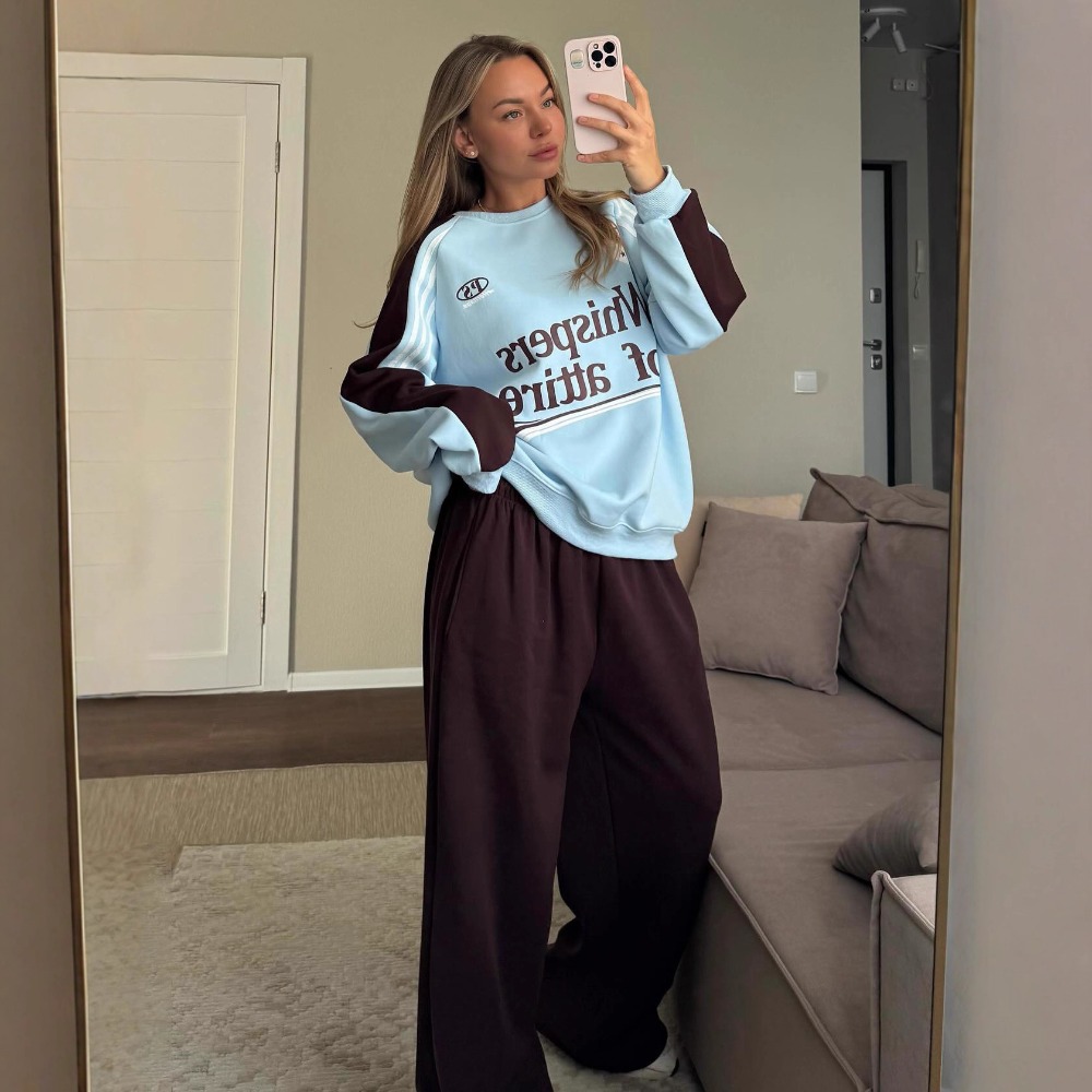 Mode Kontrast Sweatshirt Hosen – Y2K Winter Clothing Bewertung und Preis