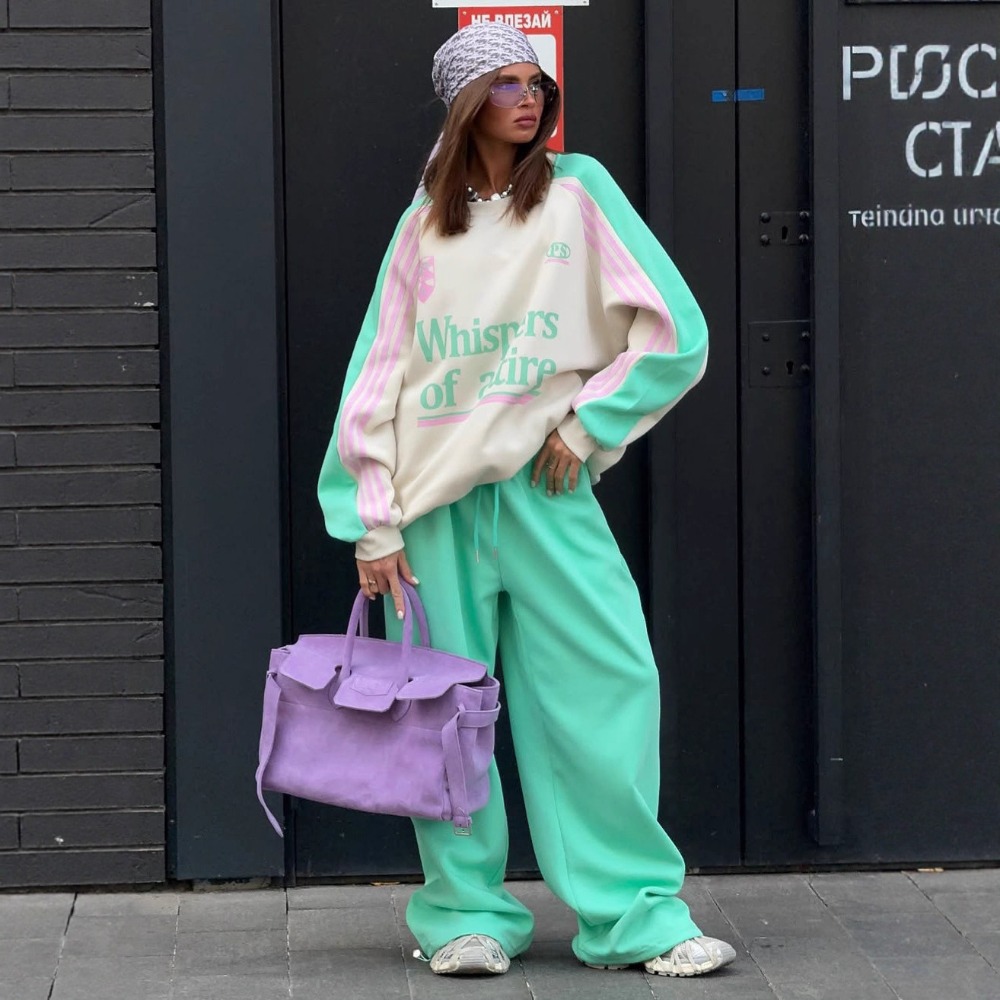 Mode Kontrast Sweatshirt Hosen – Y2K Winter Clothing Bewertung und Preis
