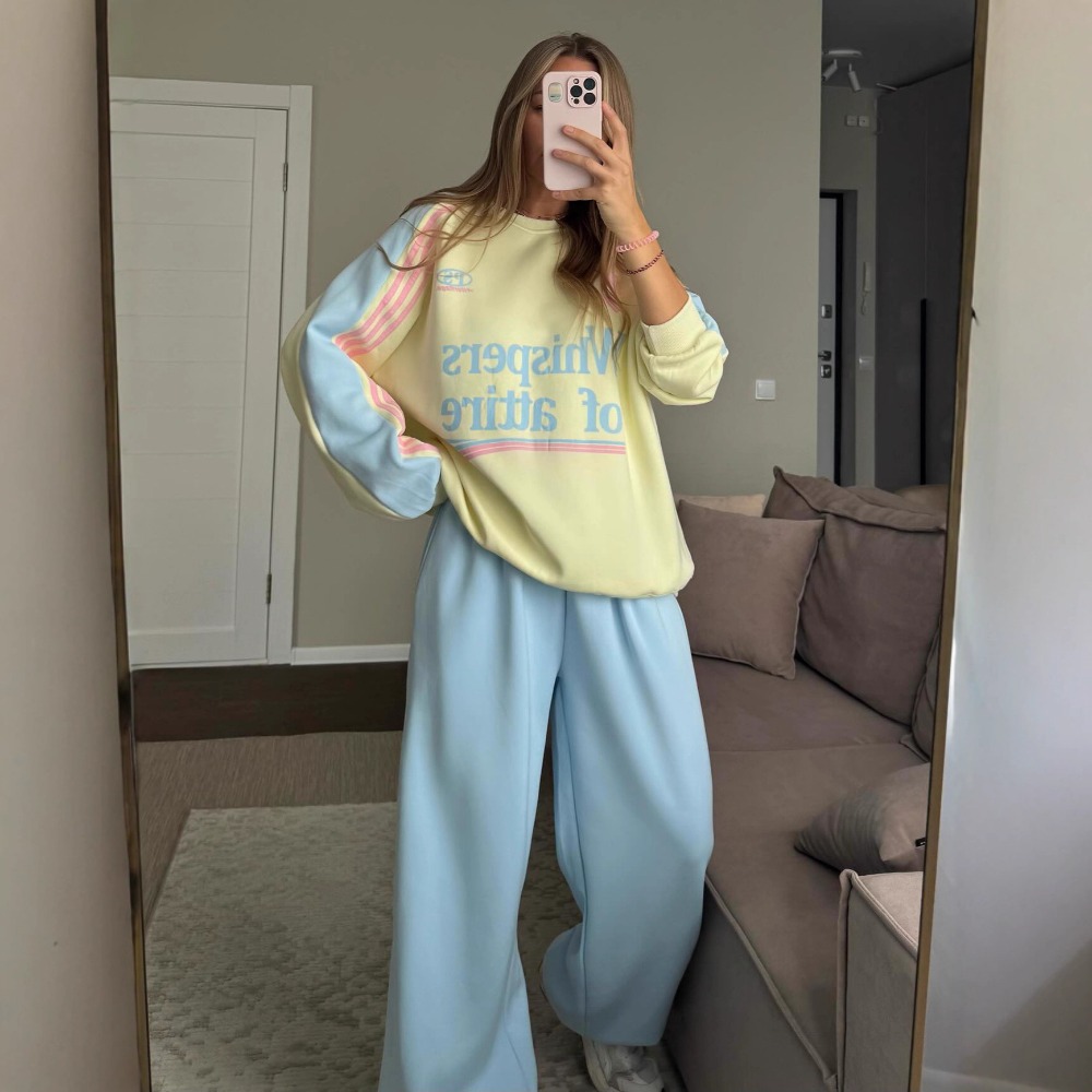 Mode Kontrast Sweatshirt Hosen – Y2K Winter Clothing Bewertung und Preis