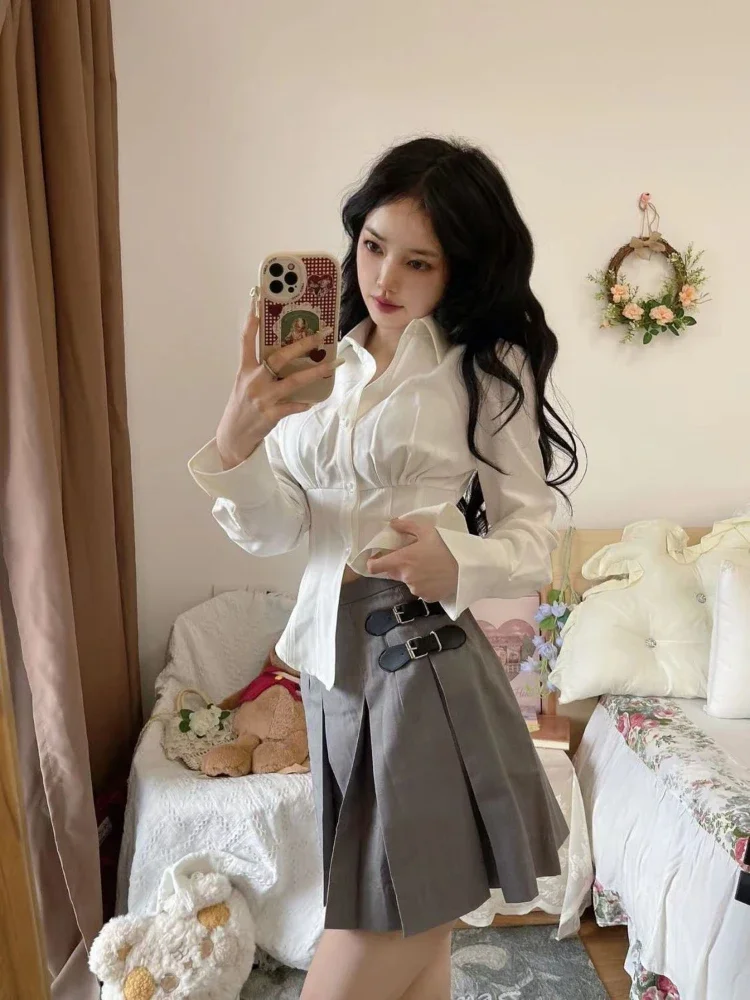 Y2K Weiße Bluse Frauen Koreani – Y2K Winter Clothing Bewertung und Preis