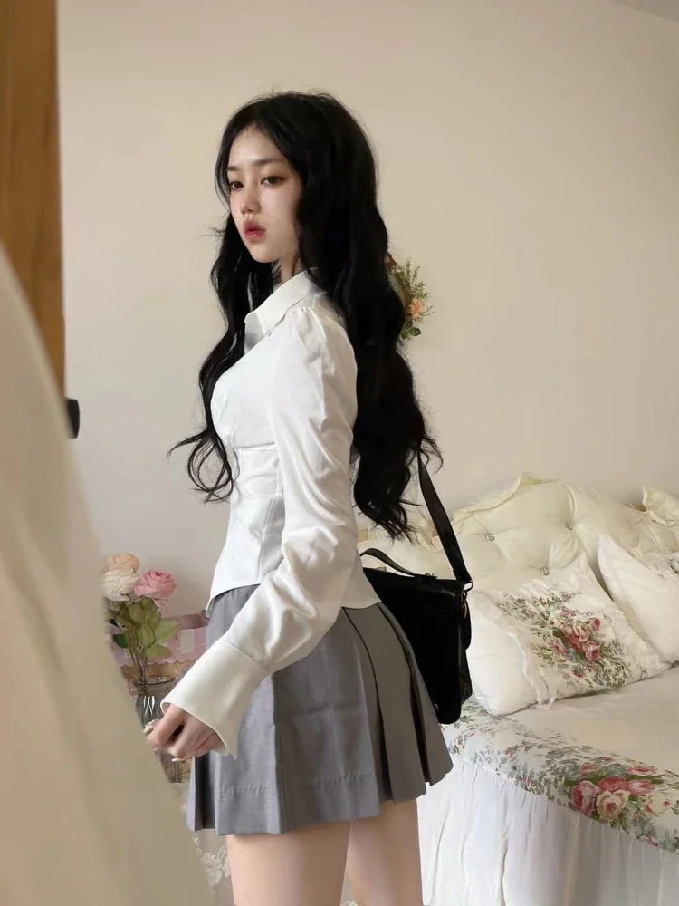 Y2K Weiße Bluse Frauen Koreani – Y2K Winter Clothing Bewertung und Preis